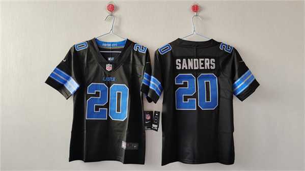 Women%27s Detroit Lions #20 Barry Sanders Black Vapor Stitched Jersey